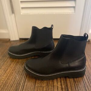 Black faux leather bootie size 8